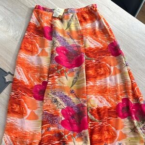 Coldwater Creek Floral Orange and Pink Women's Skirt M